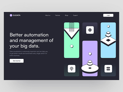 Data Management & Automation Landing page automation data management design isometric landing page minimal modern neobrutalism popular shots saas ui ui design uiux web design