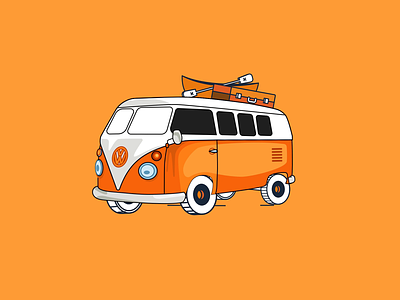Kombi Van Animation animation cars illustration kombi van orange