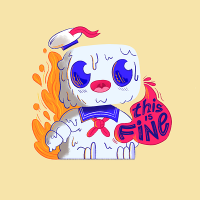 Staypuft Marshmallow Burning Man cartoon fire ghostbusters illustration movie texture this is fine