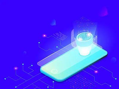 Phone in nano technology isometry, the whole world in the phone 3d art artwork blue branding design graphic design illustration logo phone telephone ui ux world