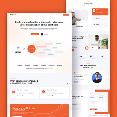 MindShift Landing Page design health healthcare landing page medical medical pharmaceutical saas startup web design