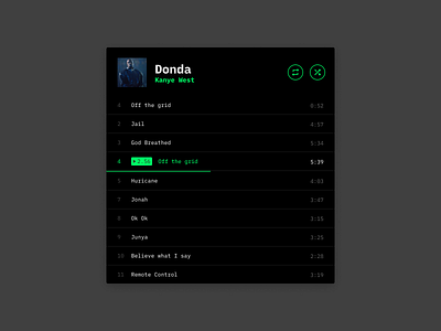 Player Donda 2 ui ux