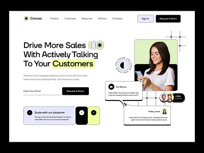 Convoa - Landing Page UI advertising brand branding campaign cms consulting customer service hero page iot landing page management marketing media production minimal design platform revenue review sales webdesign website design