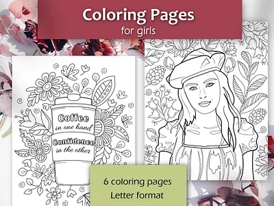 Romantic Coloring Pages for Girls beauty coloring book coloring page coloring pages for girls colouring pages fashion fashion illustration female feminine girl girls graphic design illustrator lady line art model outlined procreate style woman
