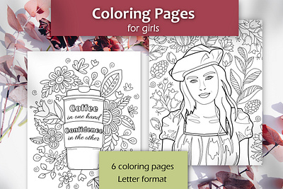 Romantic Coloring Pages for Girls beauty coloring book coloring page coloring pages for girls colouring pages fashion fashion illustration female feminine girl girls graphic design illustrator lady line art model outlined procreate style woman