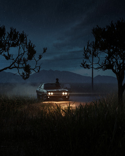 Cigarettes Break 3d car cinema cinematic dark digital art illustration