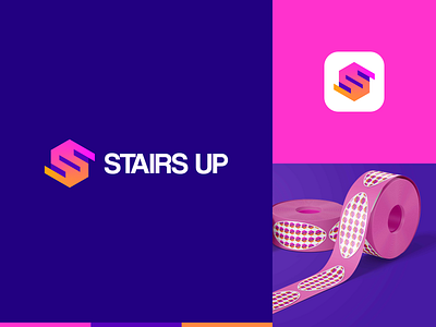 Stairs Up brand branding design graphic design illustration logo logo branding logo design logo s marks minimal modern stairs up visual logo design