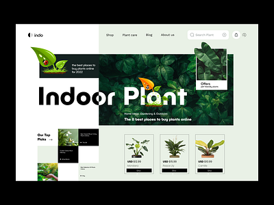 Indoor Plant Website buy plants online ecommerce flower flowers garden gardening green home page landing page leaf leaves nature plant plant care planting shop tree ui ux website design