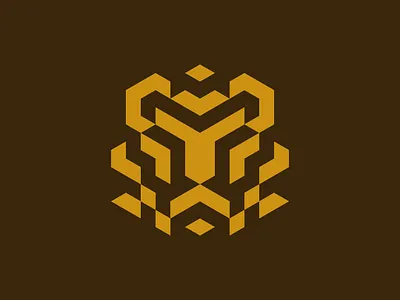 Tiger Geometric Logo agrressive crest crown face geometric grid head king lion minimalist roar simple tiger