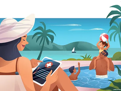 Family Holiday adobe illustrator adobe photoshop amsterdam color design editorial holiday holland illustration pool summertime