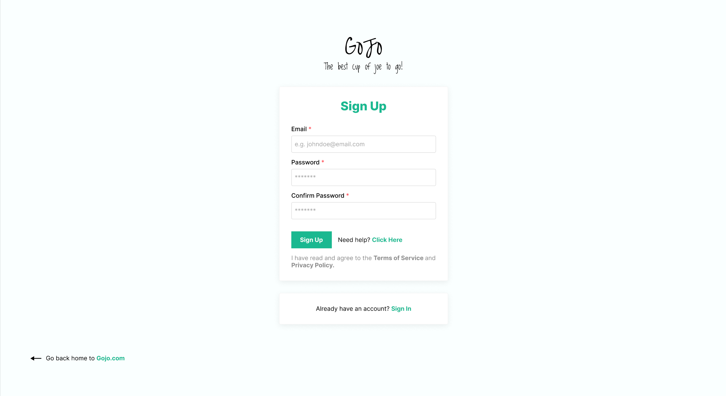 Example of #DailyUI - Sign Up Day 1