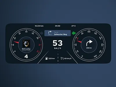 Virtual cockpit car dashboard design // Daily UI app application audi car car app car interface cockpit dailyui dailyuichallenge dashboard design drive driver figma interface speed tesla ui
