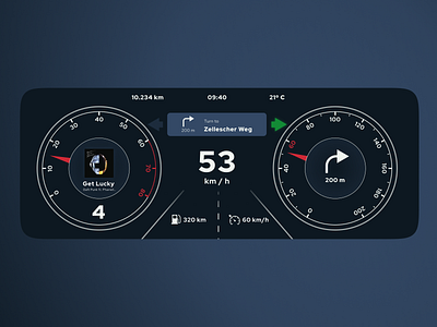 Virtual cockpit car dashboard design // Daily UI app application audi car car app car interface cockpit dailyui dailyuichallenge dashboard design drive driver figma interface speed tesla ui