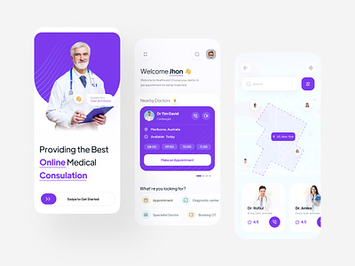 Medical Consultation App app colour component doctor doctor appoinment find doctor gradient health app healthcare interface map medical minimal patient app product design profile trending ui ux visual