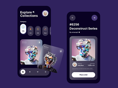 NFT Market App Concept blockchain crypto dashboard defi design illustration nft ui ux