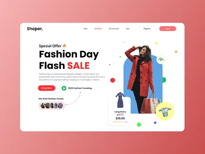 Flash Sale blue clean ui dailyui day fashion flash sale hero section landing page red ui uiux web