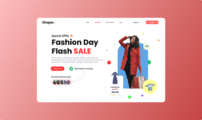 Flash Sale blue clean ui dailyui day fashion flash sale hero section landing page red ui uiux web