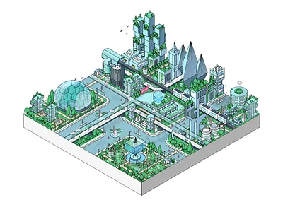 Isometric city 2d city future graphic design illustration isometric