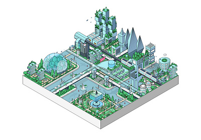 Isometric city 2d city future graphic design illustration isometric