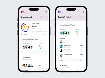 Project Management app design clean ui collaboration design interface management minimal mobile app mobile app design mobile design mobile ui productivity project project manager saas task team task to do ui deisgn workflow