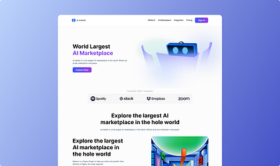 AI Marketplace ai blue branding clean clean ui crypto dailyui design illustration landing logo market marketplace page ui uiux vector web