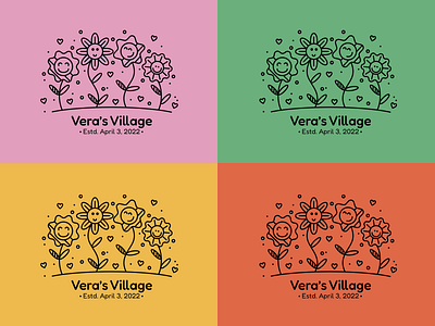 Vera's Village design flower illustration line art minimalism non profit vector