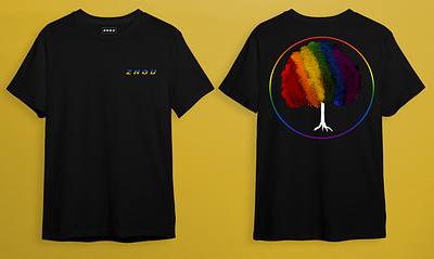 Black T-shirt with colorful tree