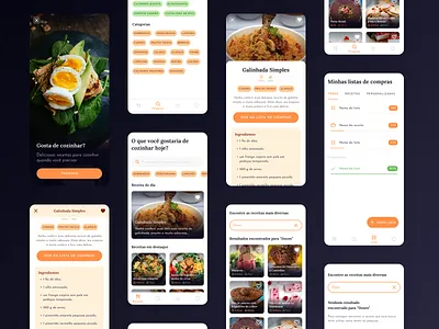 Recipe App Concept app design food food app green orange recipe recipe app ui ux