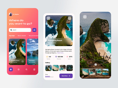 Travel App Design adventure app bali booking clean design journey mobile mobile app tourism travel travel app traveling trip ui uiux uiuxdesign ux vocation