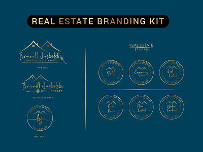 Real Estate Logo design for branding kit with badges watermark. badges bj initial logo branding graphic design home logo illustration just listed logo logo design luxury home logo luxury logo minimalist logo open house real estate realtor logo signature logo sold watermark symbol template watermark