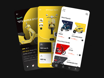 Motoshop - Find your dream motorbike classic clean colorful dark darktheme design exploration mobile motorbike motorbike apps motorcycle popular store trend ui ui design ui mobile ux ux design ux mobile