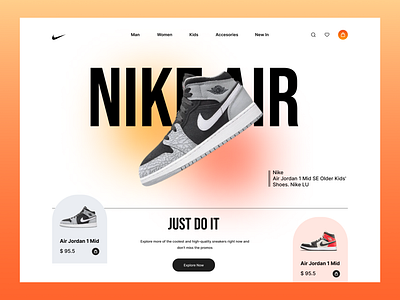 Nike Shoe Marketplace Web Design 3d animation ecommerce app ecommerce landing page ecommerce web design illustration landing page marketplace app marketplace website mobile app nike app nike landing page nike web design shoe marketplace web web design web header design