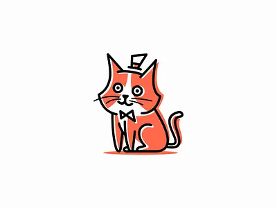 Noble Cat Logo for Sale animal branding cartoon cat character cute design funny gentleman illustration kitty logo mark mascot noble pet playful sir vector vet