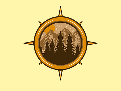 MOUNTAIN COMPASS adventure arrow badge compass design direction discovery exploration handdrawn illustration isolated journey logo navigation north retro summer travel vintage west