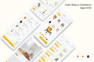 Chair Shop e-Commerce App UI Kit app chair design ecommerce shop shopping ui ui design ui kit ux