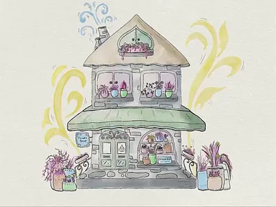 Flower Shop Watercolor Digital Painting art digital art drawing flower flower shop illustration painting procreate watercolor watercolour