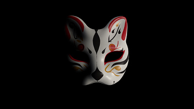 Kitsune Fox mask 3d graphic design mask