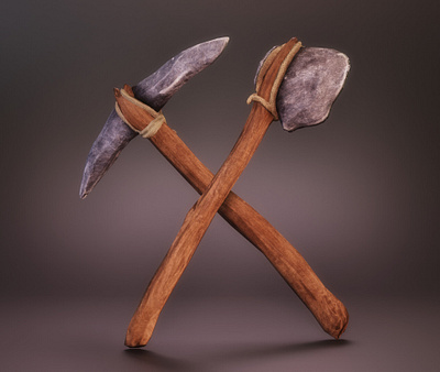 Stone axe & pickaxe 3d axe graphic design