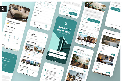 Hotel Booking App UI Kit apartment app application booking design graphic design hotel interface mobile app ui user interface ux website