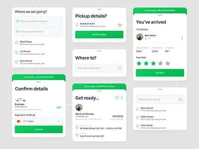 Components set - ride sharing app appdesign productdesign uicomponents uidesign uxui