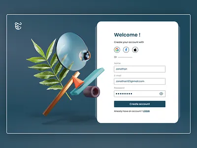 Sign up page 3d animation app branding challenge creative daily ui design gradient graphic design interaction login logo motion graphics sign up ui user interface ux web design website