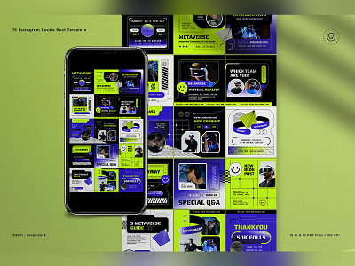 Metaverse Instagram Puzzle black design discount fashion flash sale futuristic graphicook graphicook studio instagram post instagram story metaverse neon promo sale social media