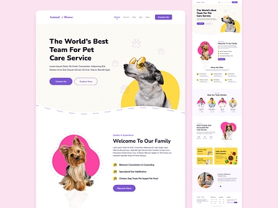 Pet care service landing page cat clean creative design designinspiration dog dribbble flatdesign landingpage modern pet care professional service ui uitrends ux