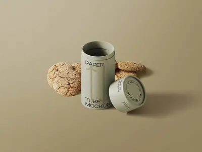 Tube Mockups With Cookies Isometric coffee