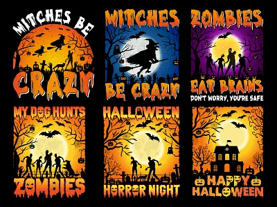 Halloween retro vintage t shirt design dog hunts zombies halloween halloween t shirt happy halloween horror night illustration retro scary nght shirt t shirt t shirt design tee vintage witches be crazy zombies eat brains