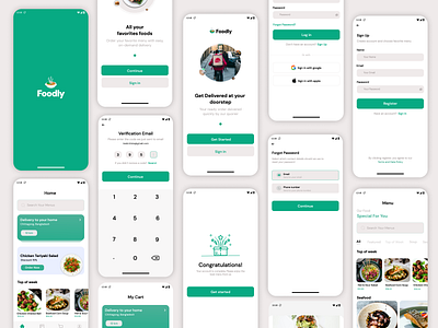 Foodly - Food Delivery App UI Kit app branding design graphic design illustration illustrator logo ui ux vector