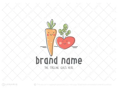 Cute Veggies - for sale branding children food cute veggies food logo logo logo for sale logoground nature logo vector vegetables logo whimsical vegetables
