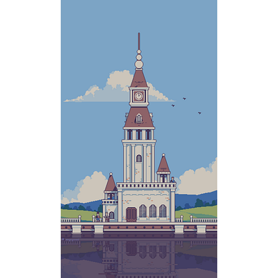 Train station 16bit 8bit architecture design environment design fantasy gameart ill illustration pixel art pixelart retro victorian