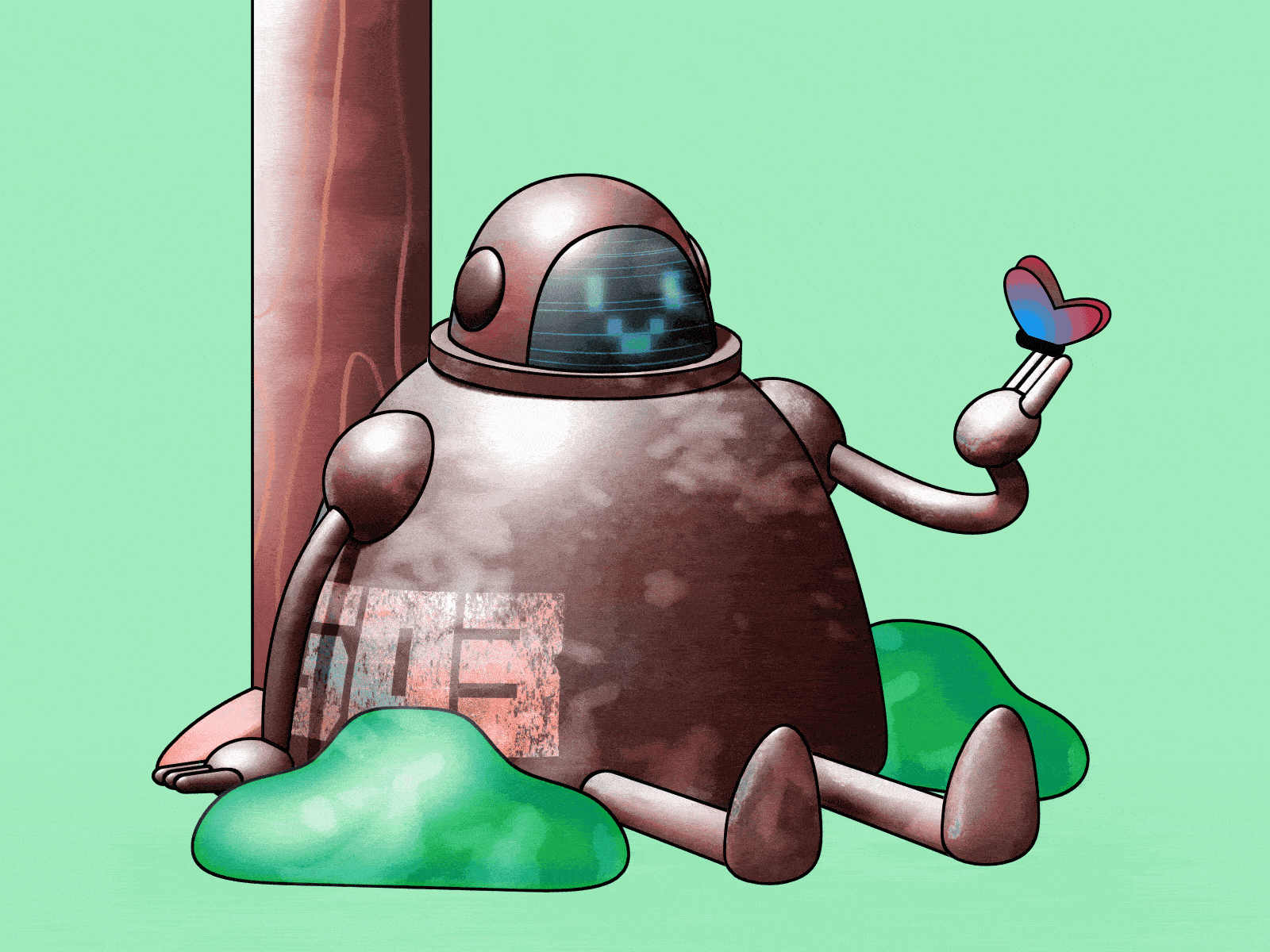 Old robot 503 3d challenge colors design drawing illustration robot vector