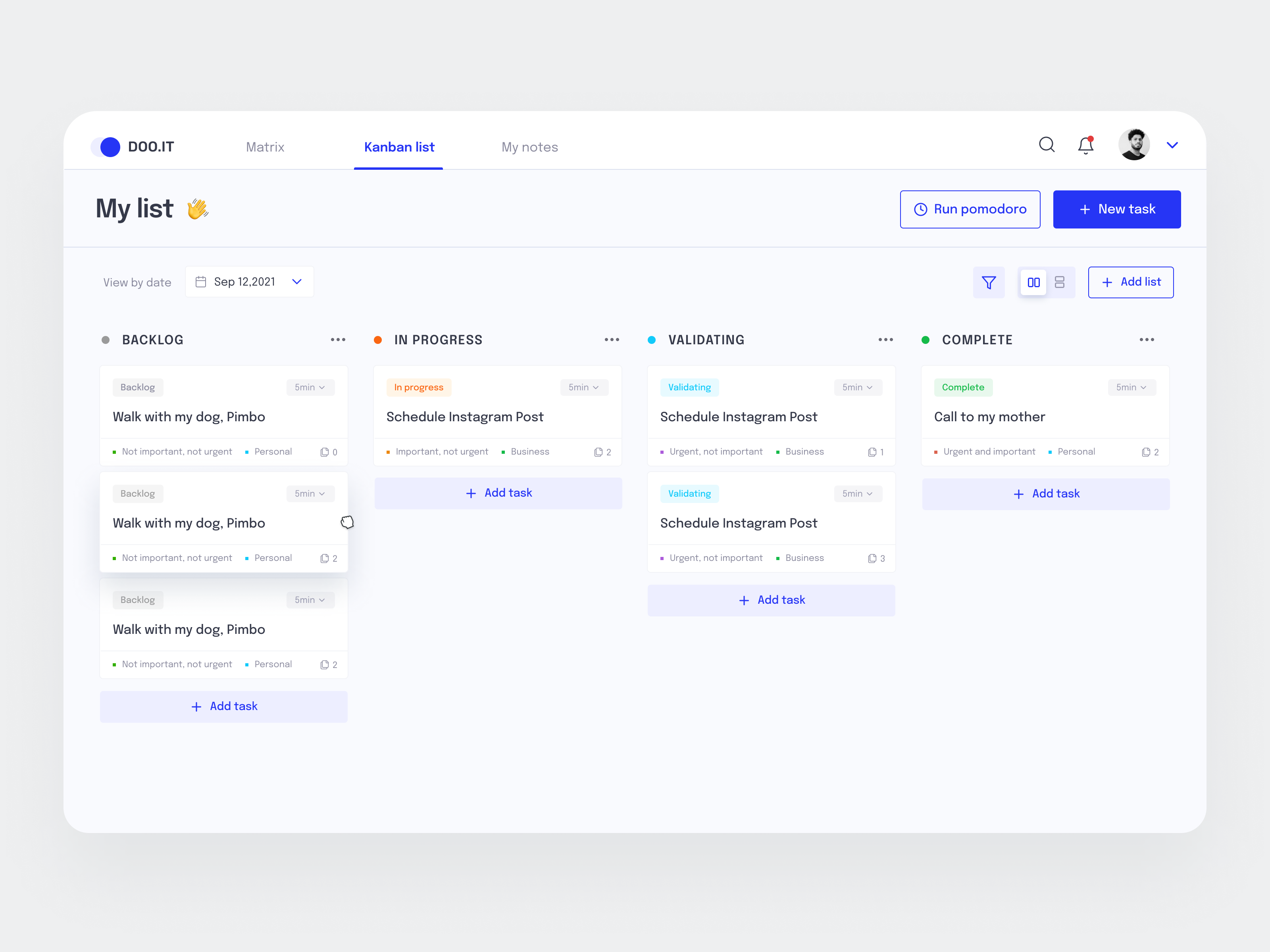 Example of Doo.it - Kanban